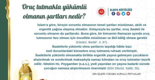 Oruç Tutmakla Yükümlü Olmanın Şartları Nedir