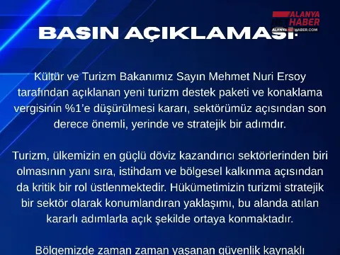 Alanya Turizm Sektörü Destek Paketiyle Umutlandı